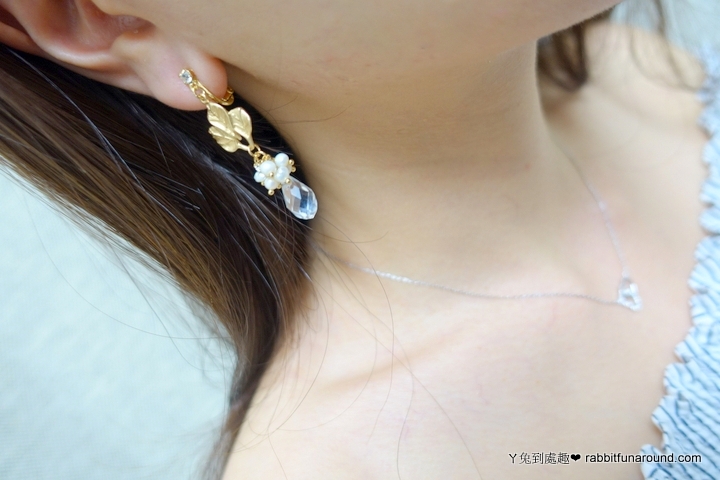 韓國 葉之露珠耳環
