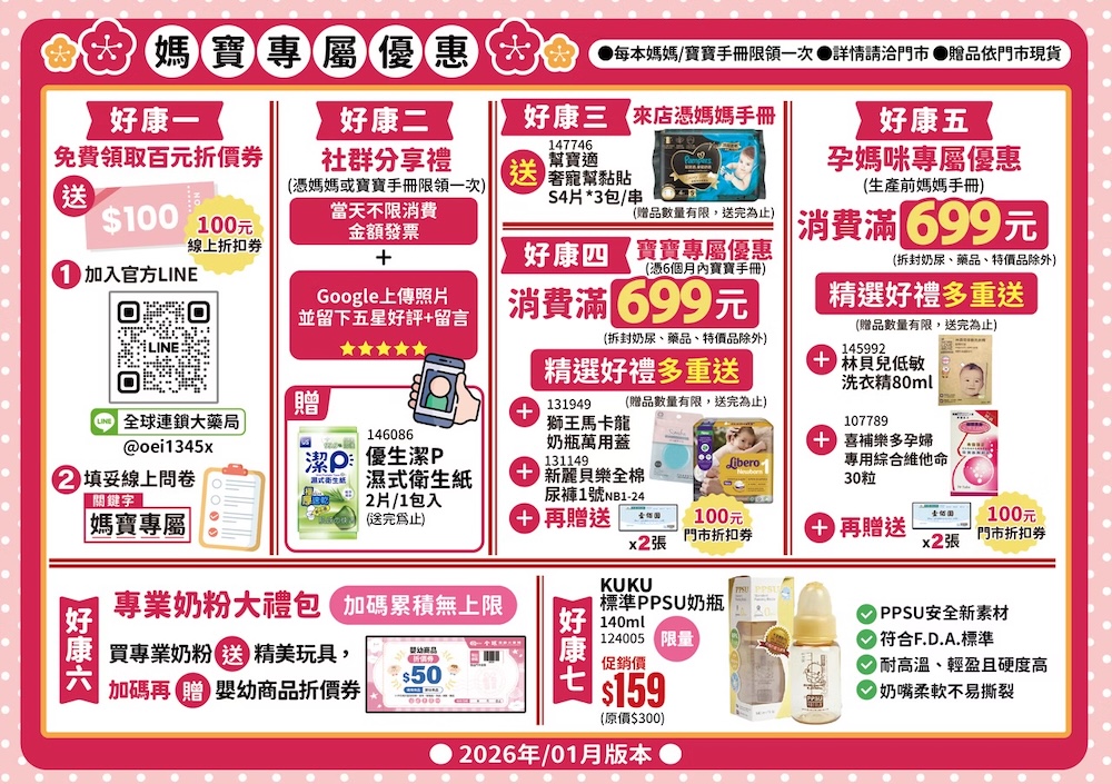 全球連鎖大藥局 媽媽寶寶禮