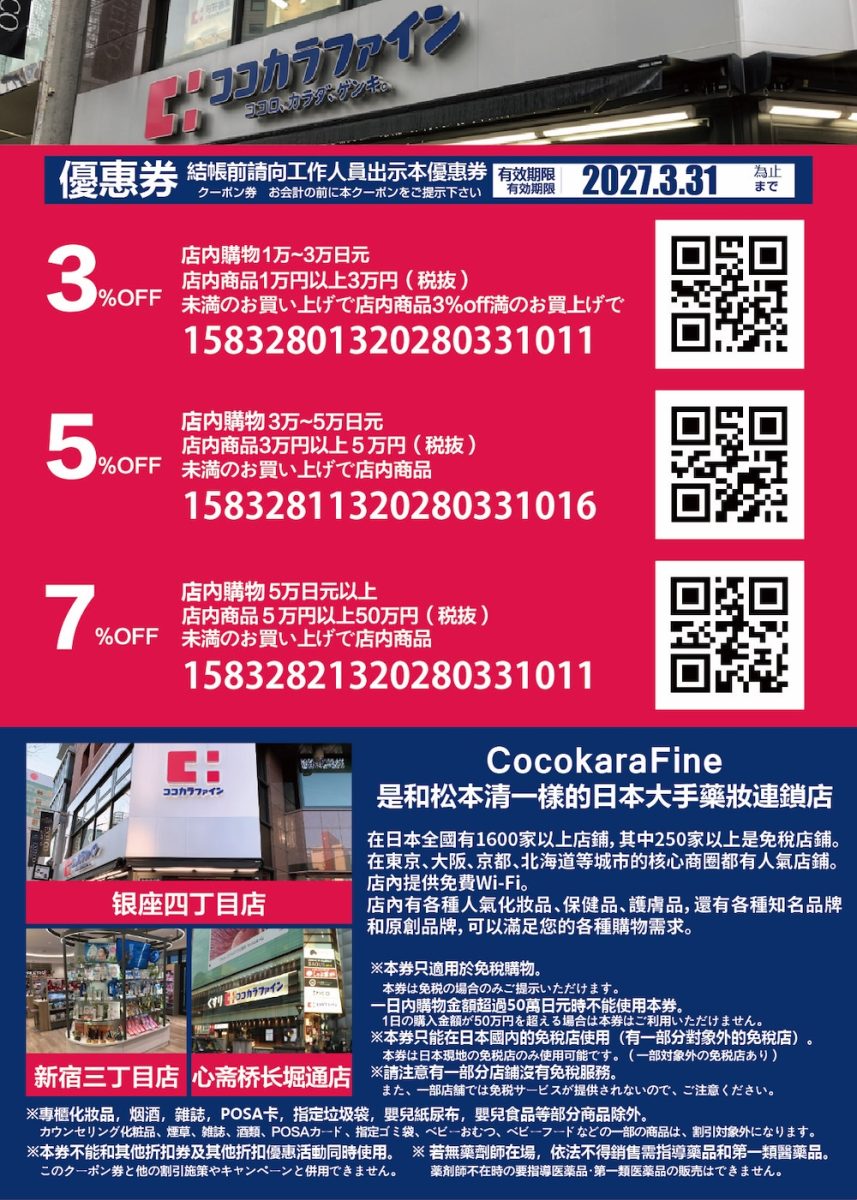 Cocokara Fine優惠券