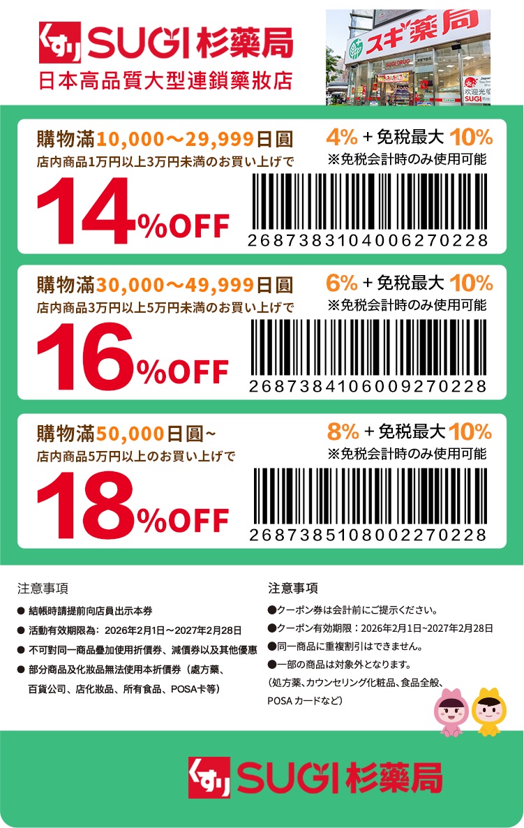 SUGI藥局 Coupon