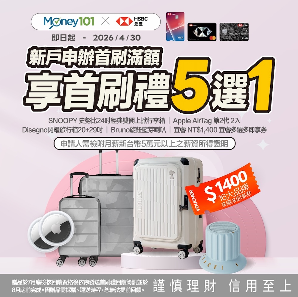 滙豐信用卡 2026新戶首刷禮五選一